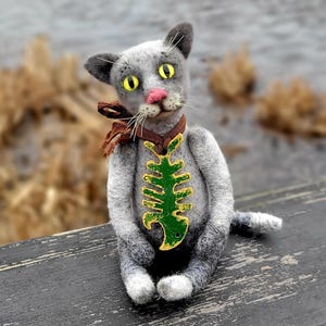 Needle Felted Cat, collectible toy, ooak, artist made, handmade