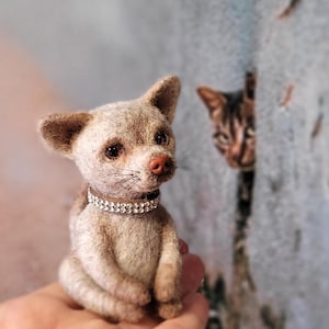 Needle Felted Dog, collectible toy, ooak, handmade, artist made dog toy