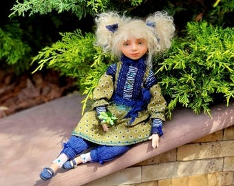 OOAK Interior handmade Doll, Polymer Clay Art Doll artist made