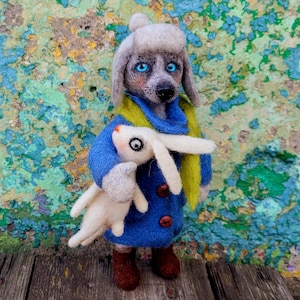 Needle Felted Dog, collectible toy, ooak, handmade, artist made
