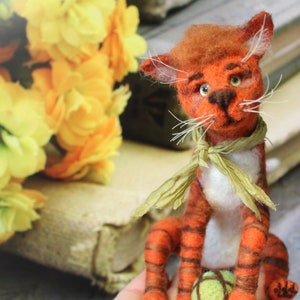 Needle Felted Cat, red cat, collectible toy, ooak, artist made, handmade