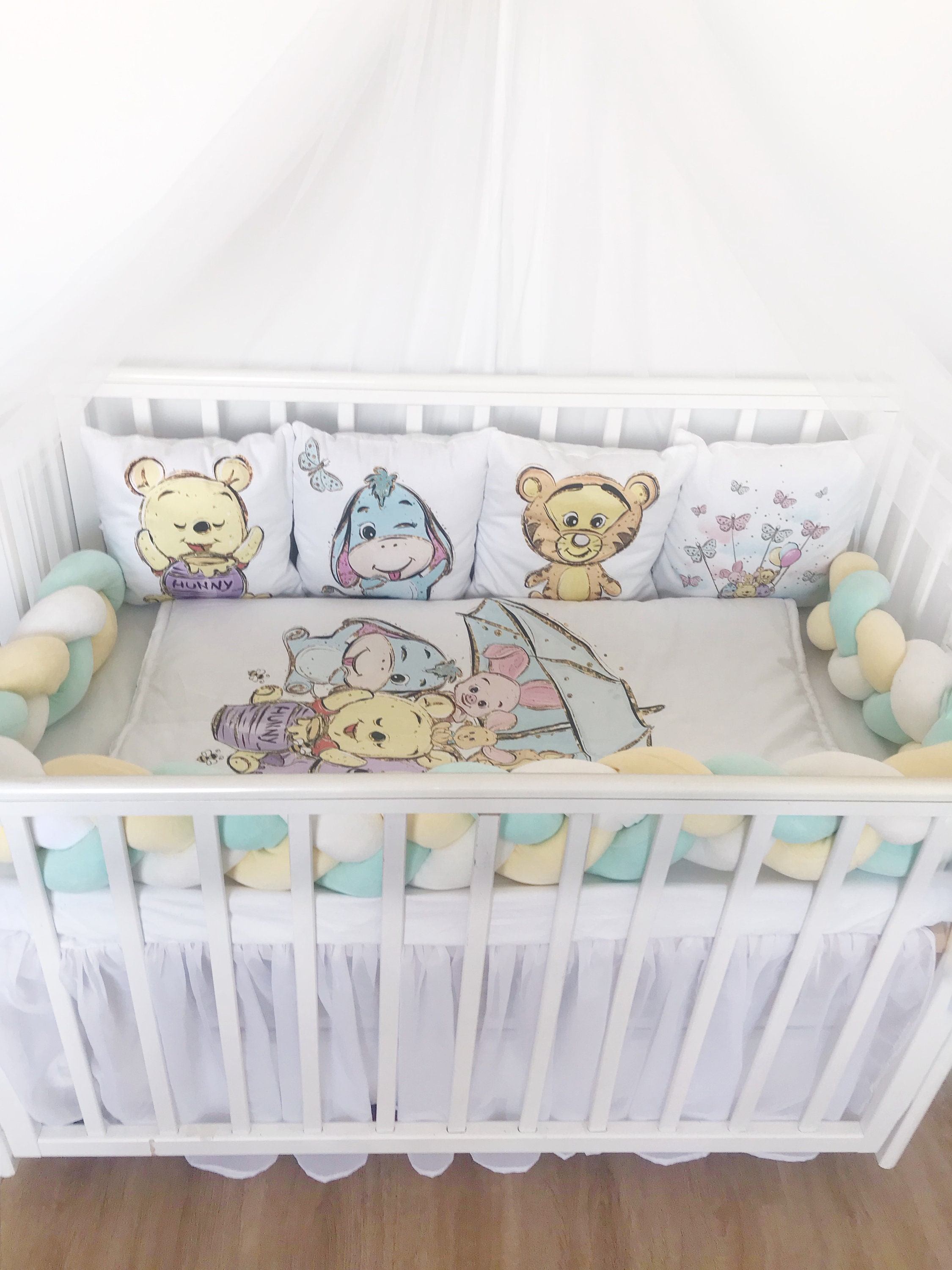 Winnie the Pooh Crib bedding set for boy. Yellow set bumpers Etsy