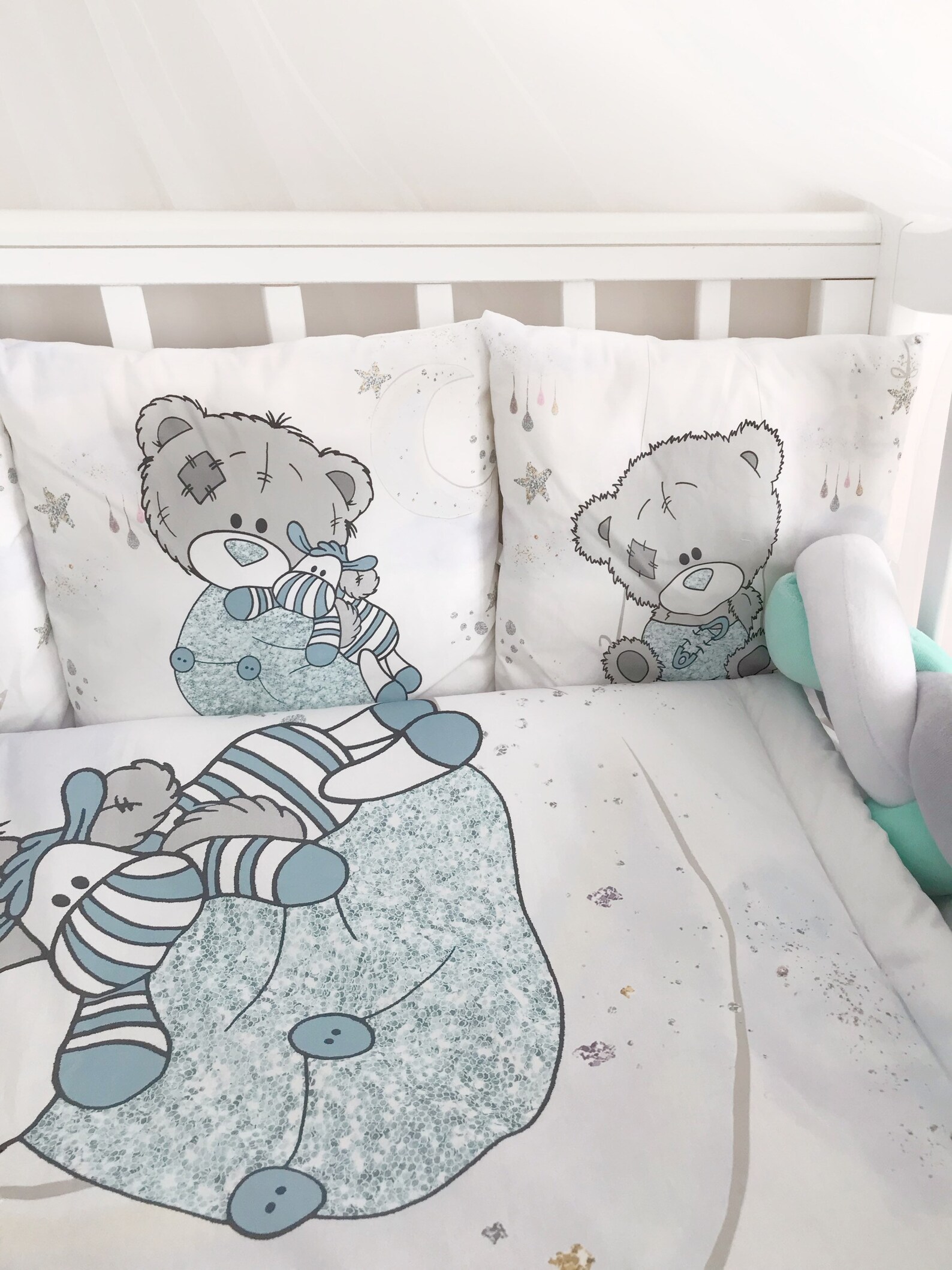 Bear crib bedding set boy. Crib bumper boy. Cot bedding set Etsy