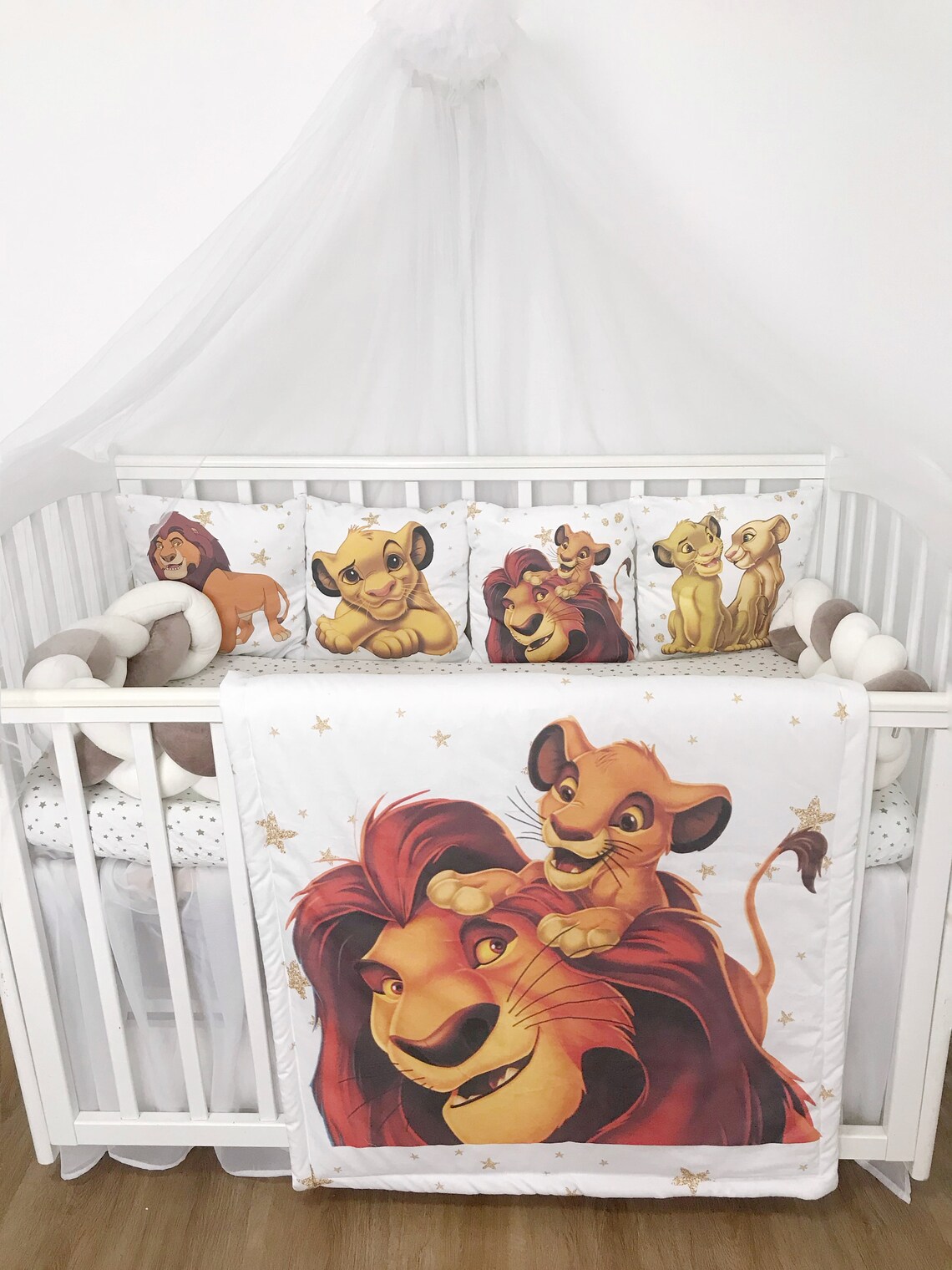 Lion king crib bedding.Beige Set bumpers for baby crib.Cot Etsy