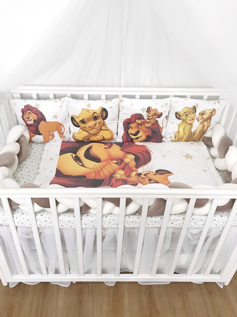 Lion king crib bedding set for boy. Beige Set bumpers for baby Etsy