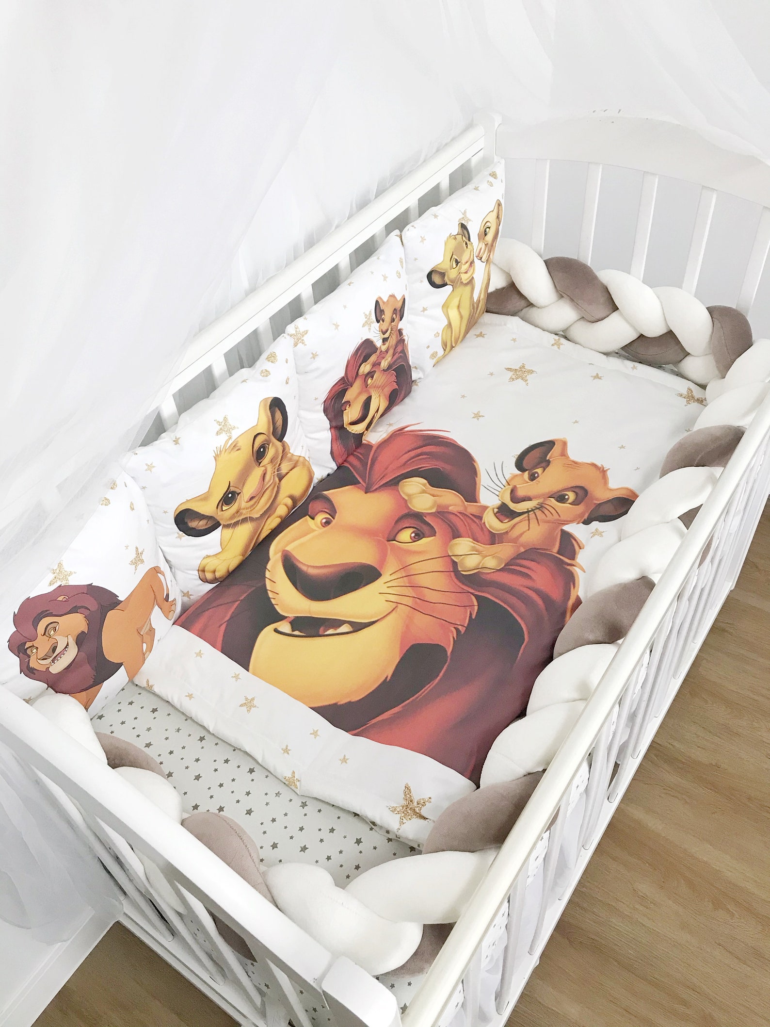 Lion king crib bedding.Beige Set bumpers for baby crib.Cot Etsy
