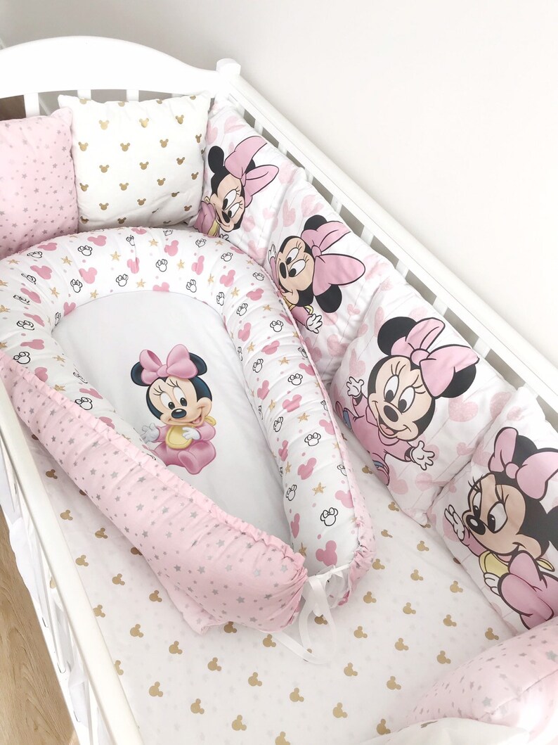 Minnie Mouse crib bedding set for girl. Pink bedding crib set. Etsy