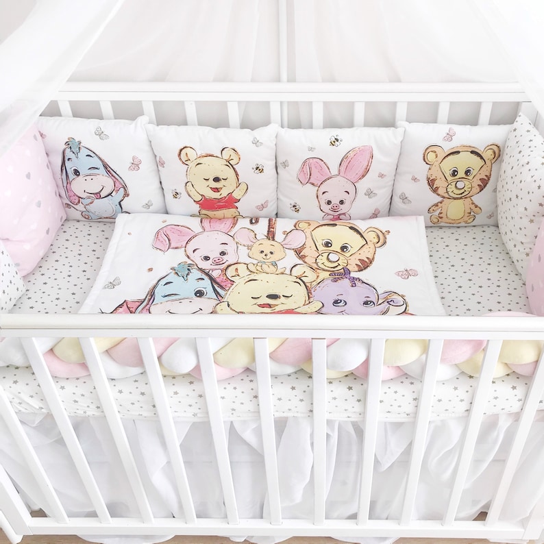 Winnie the Pooh Crib bedding set boy girl .Yellow set bumpers Etsy