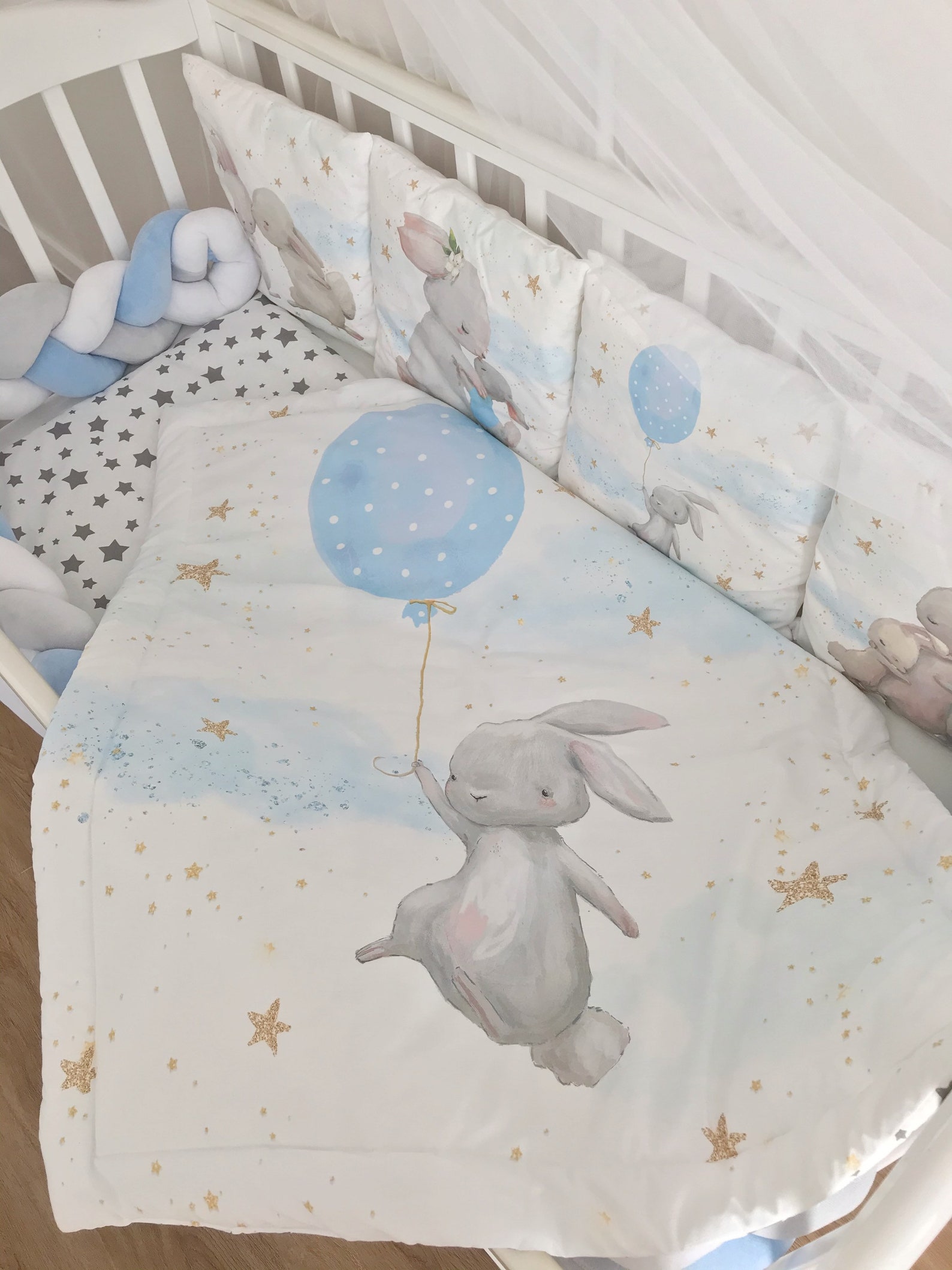 Bunny crib bedding set boy. Set bumpers for baby crib. Crib Etsy