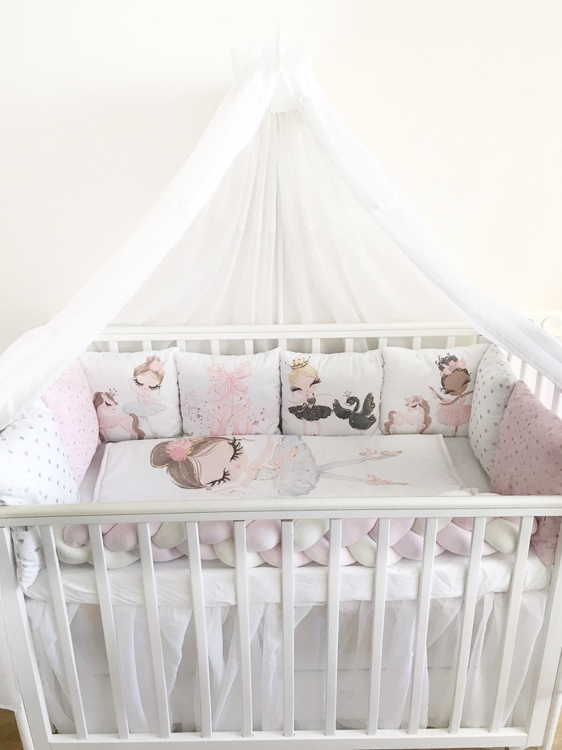 Ballerinas crib bedding set girl. Pink set bumpers for baby Etsy
