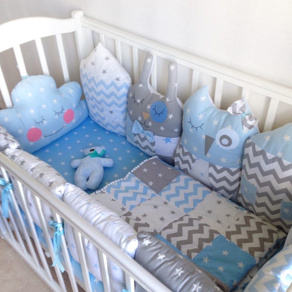 blue cot bumper set
