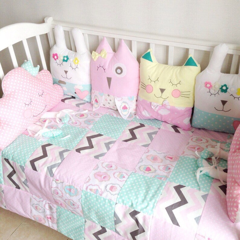 Pink Set Bumpers For Baby Crib Baby Pillow Crib Bumper For Etsy