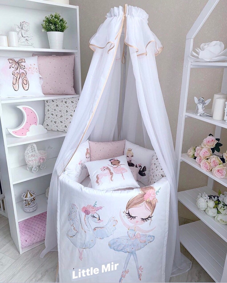 Ballerinas crib bedding set girl. Pink set bumpers for baby Etsy