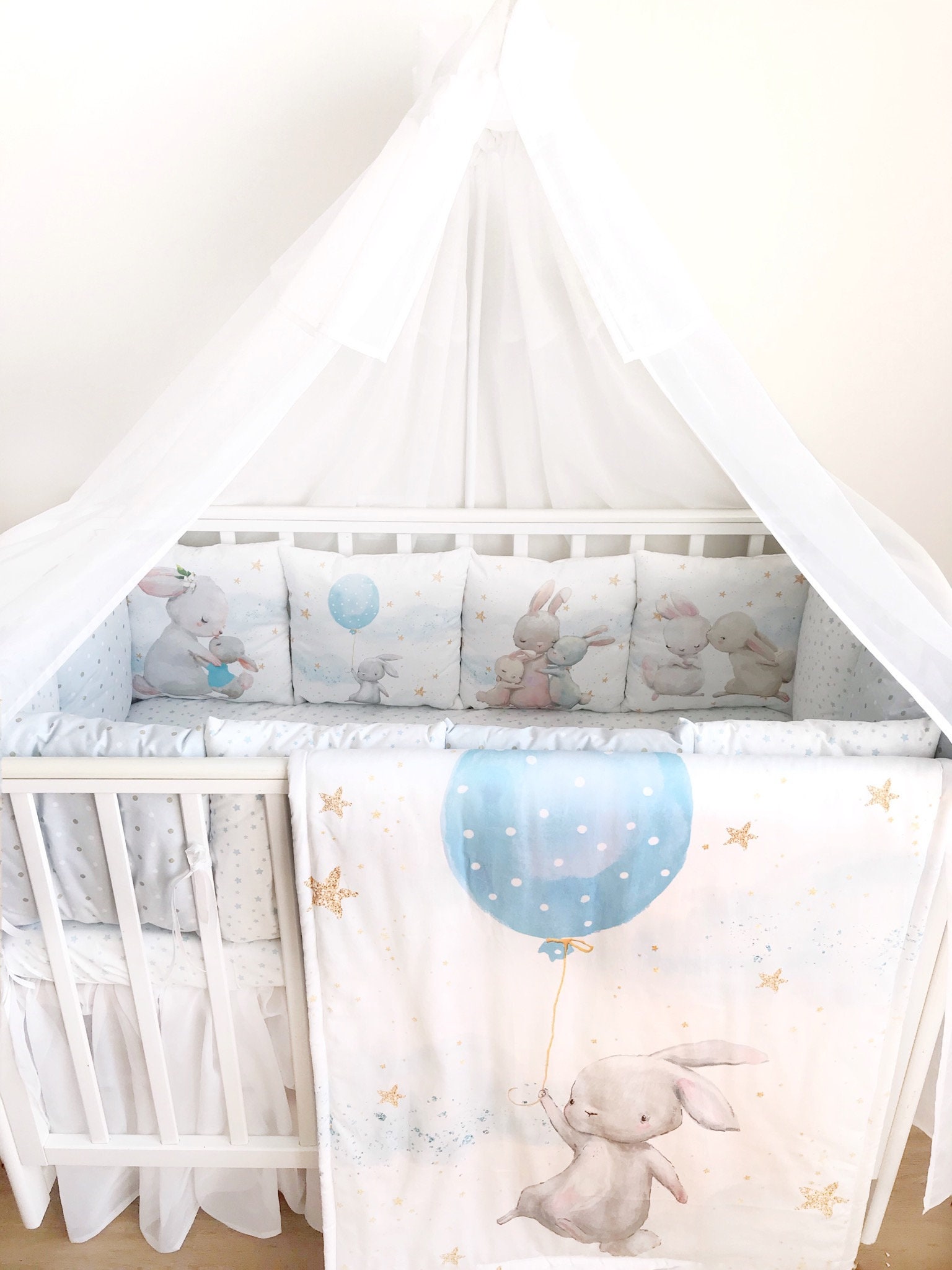 Bunny crib bedding set boy. Set bumpers for baby crib. Crib Etsy