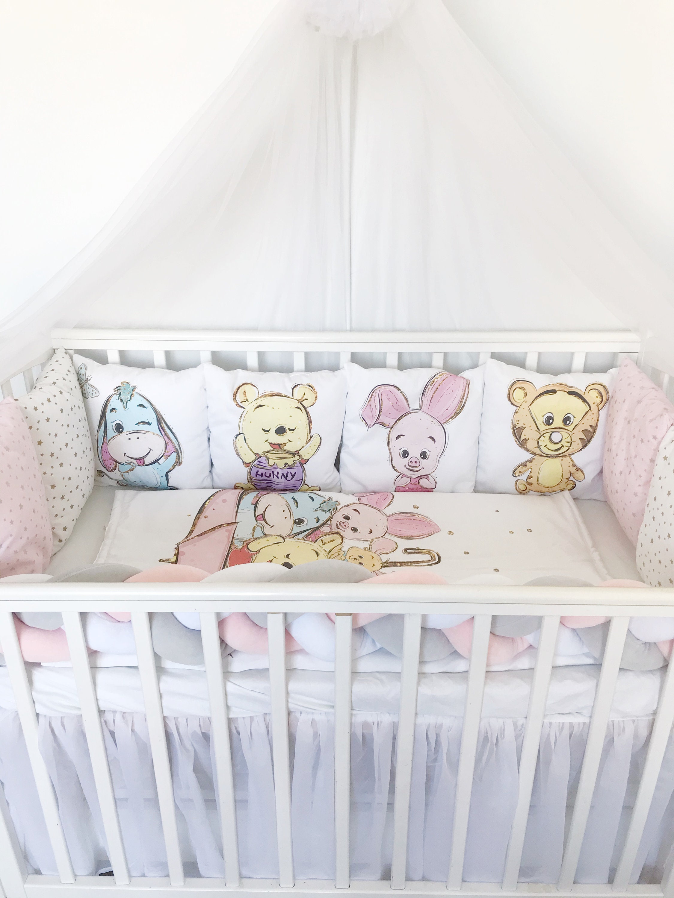Winnie the Pooh Crib bedding set boy girl .Yellow set bumpers Etsy