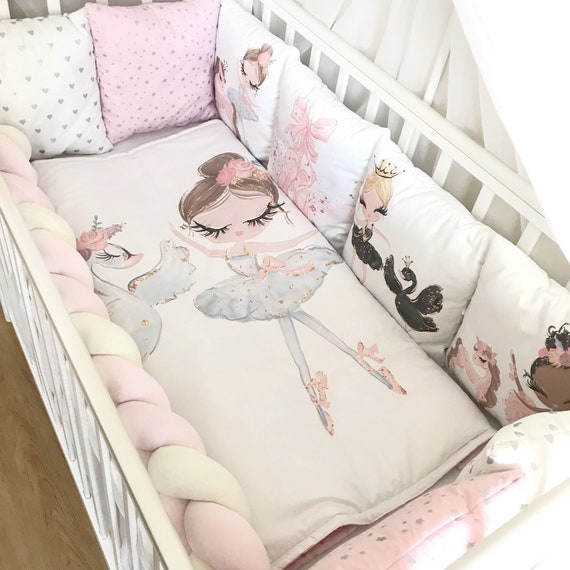 Ballerinas Crib Bedding Set Girl Pink Bumpers For Baby - African American Baby Bedding Ballerinas Crib Bedding Set Girl Pink Bumpers For Baby - African American Baby Bedding
