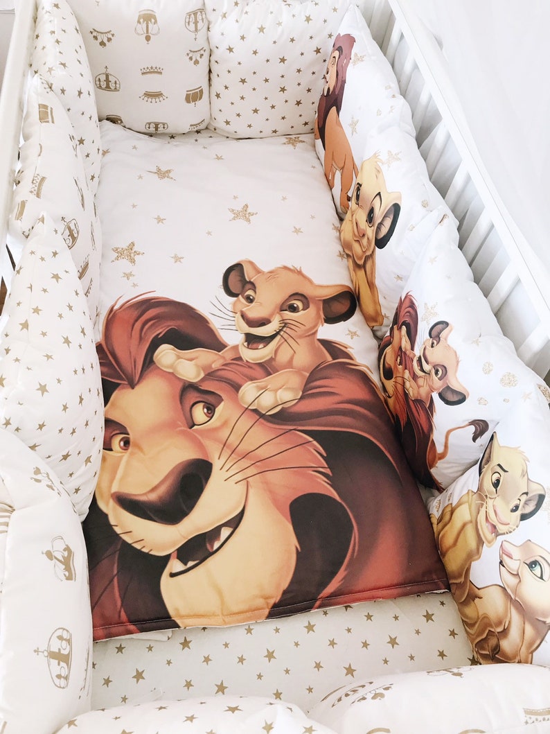 Lion king crib bedding.Beige Set bumpers for baby crib.Cot Etsy