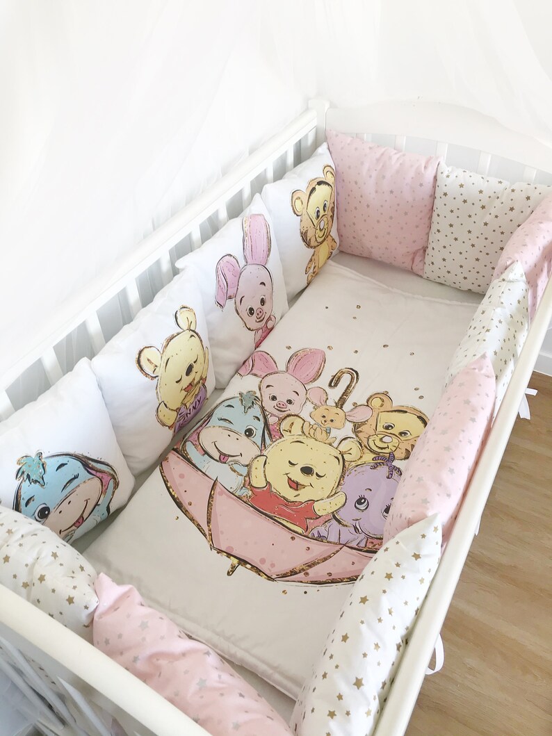 Winnie the Pooh Crib bedding set boy girl .Yellow set bumpers Etsy