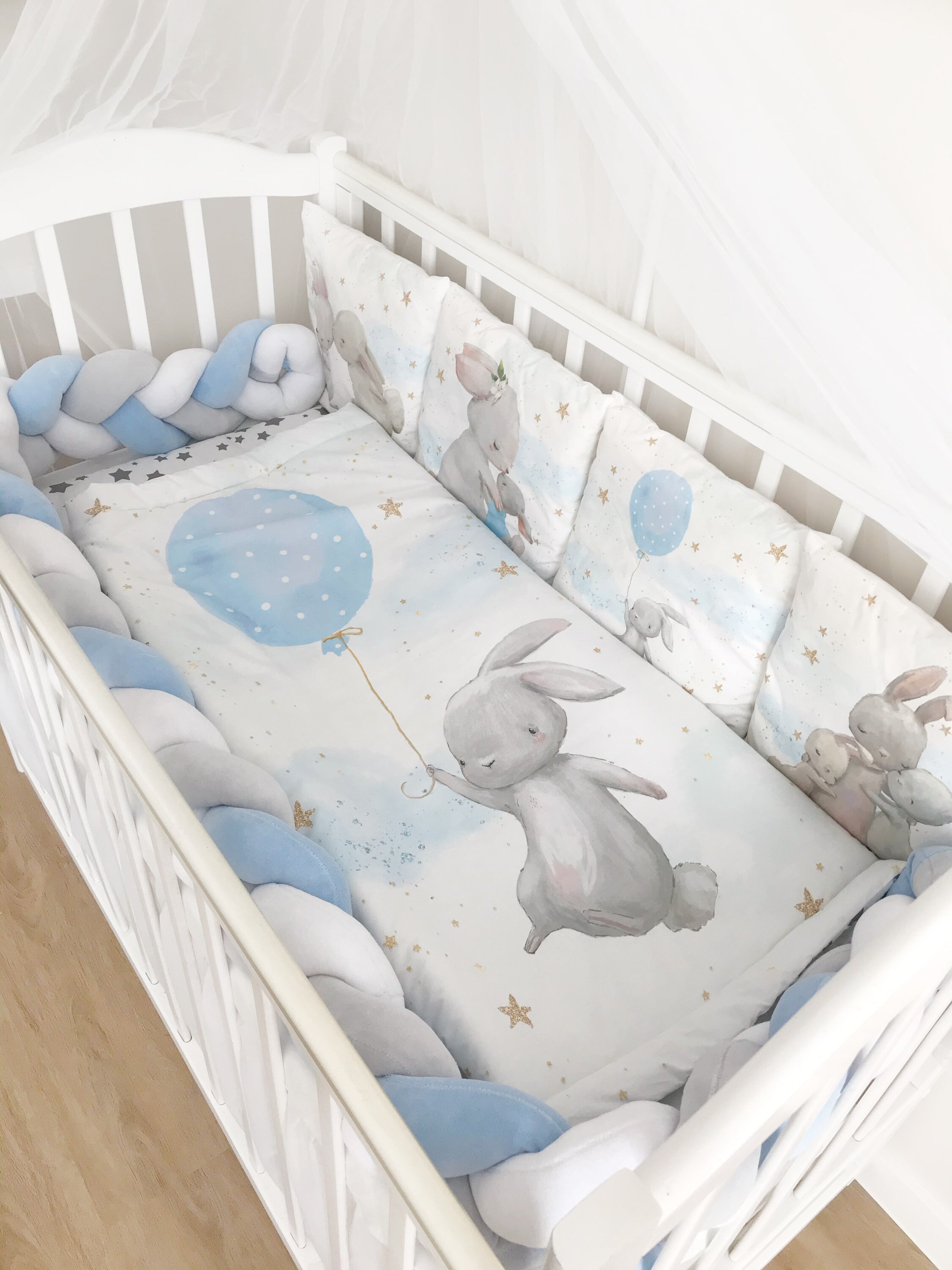 Bunny crib bedding set boy. Set bumpers for baby crib. Crib Etsy