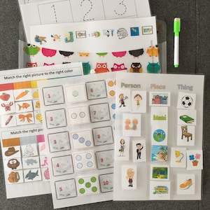 3 - 6 year old. Busy book. Busy bag. Learning kit. Preschool activity. Fun learning. Quite book. quite time. Toddler learning folder
