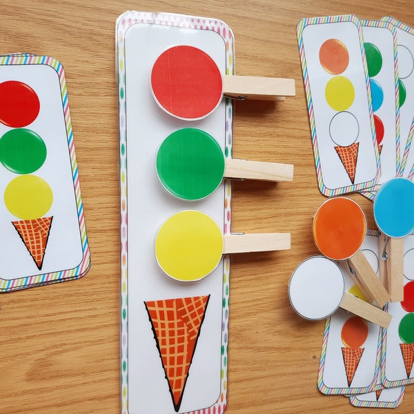 Printable Busy bag activity. Busy bin activity. PDF Ice-cream activity. Summer activity. Toddler game. Toddler busy bag activity.