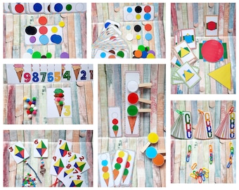 Mix and  Match. Chose your favorite activities. Busy bag.Busy book.Preschool activity. First Busy Bags, Shape, Color.  Fine Motor Activities