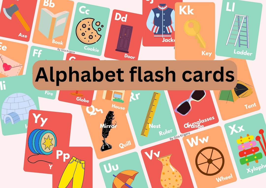 Alphabet Flash Cards. Printable Flash Cards. English Alphabet Etsy