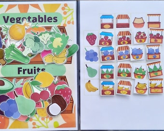 2x fun learning activities. Sorting vegetables and fruits in right crates. farmers market pattern activity. Montessori activity for toddlers