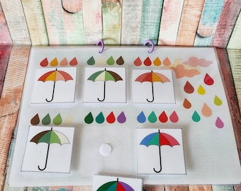 Personalized Umbrella Color Matching Game: Toddler Busy Bin Activity (PDF Download
