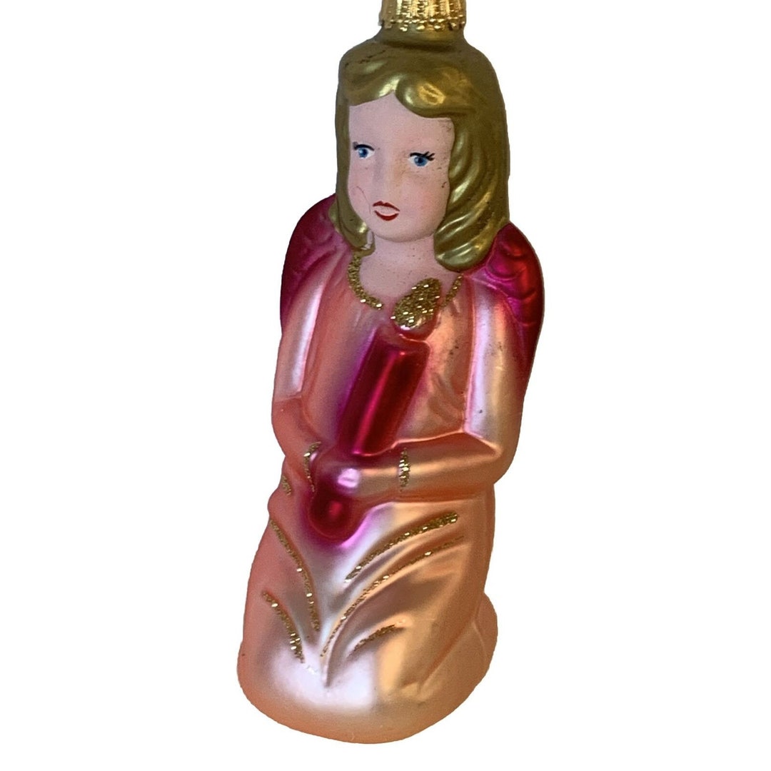 RARE Vintage Pink Blown Mercury Glass Angel Christmas Ornament Hand ...