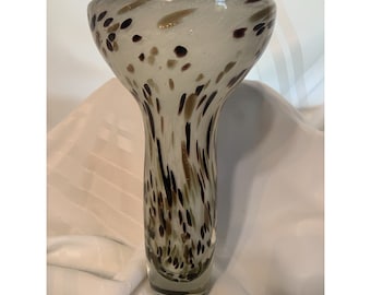 Todd Oldham Art Glass  Heavy Thick 11 LB Vase Gray Neutral Muted