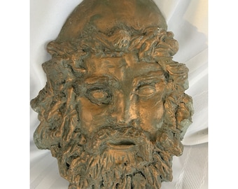 Vtg Signed NUMBERED 1/5000 Relief Plaster Chalk Gold Sculpture screaming Face