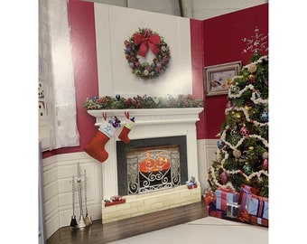 American Girl Doll cardboard Christmas Backdrop Photo Prop Holiday Fun
