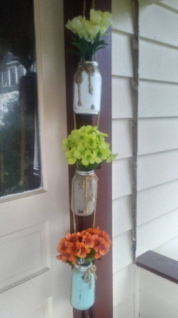 Hanging Mason Jar Vase Hand Painted Mason Jar Vases Flowers Etsy