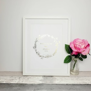 Loved ones handwriting in foil, memorial gifts, personalised wreath picture, handwriting gift, remembrance gifts, thinking of you gift.