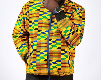 Unisex African Kente Print Bomber Jacket | Ankara Style