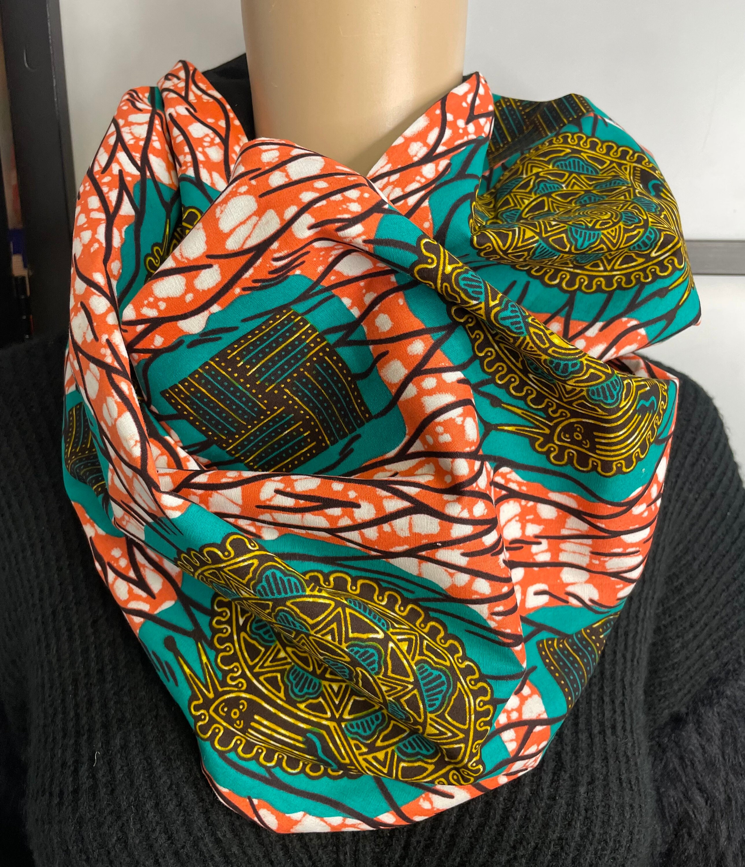 Unisex African Print Versatile Infinity Neck Scarf