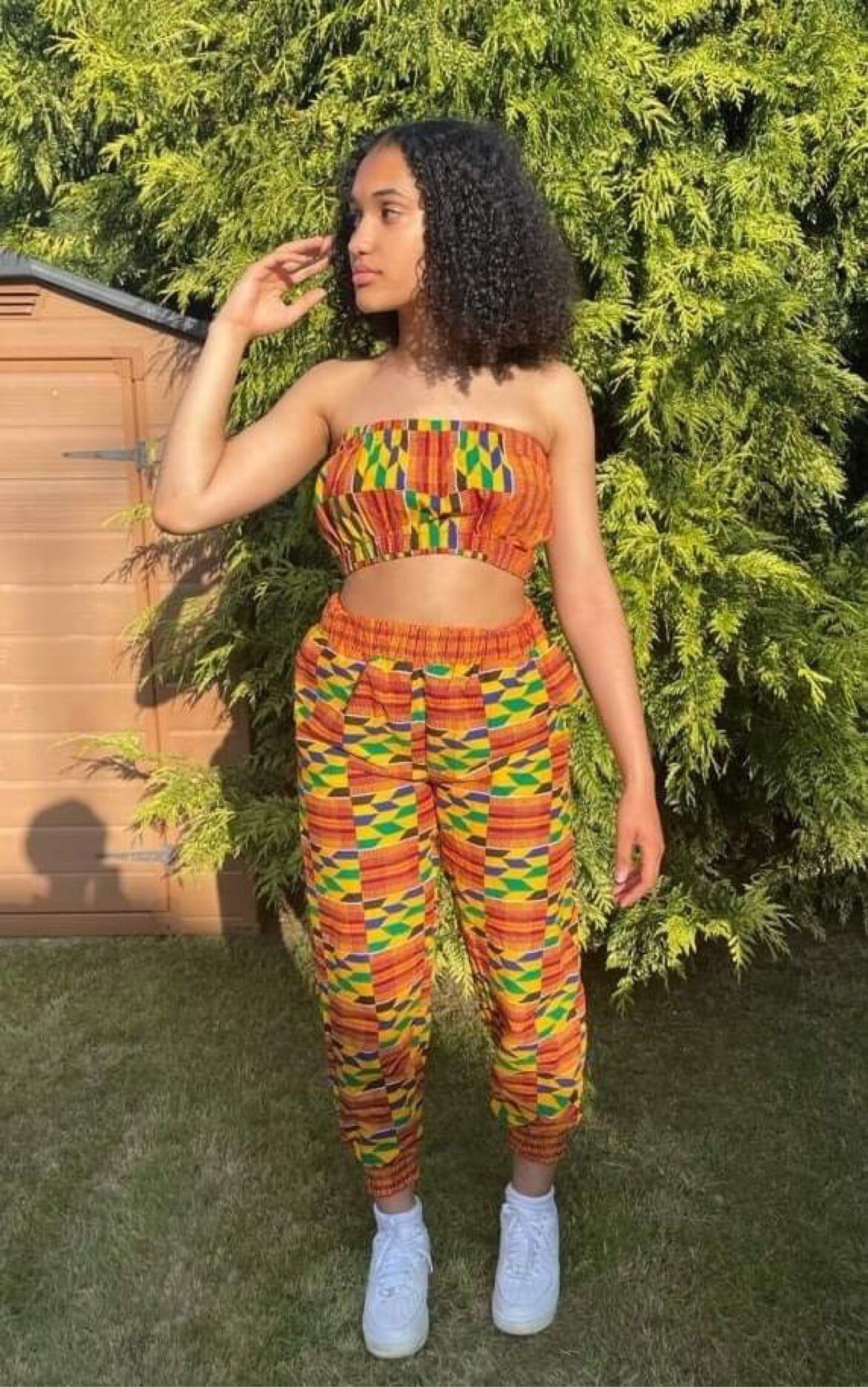 African Print Bandeau Crop Top and 