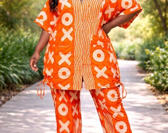 Women’s African Print Palazzo Trouser and Kimono Set