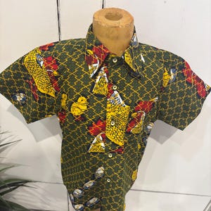 Kids Boys   4-6 African Print shirt with African kids outfit, Ankara Shirt, African Baby Boy outfit, Toddler African clothing.