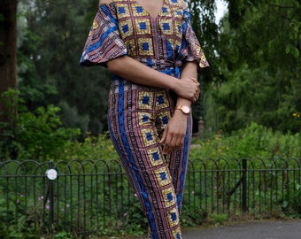 Women’s African Print jumpsuits | African jumpsuit | Women’s jumpsuit With Cold Shoulder