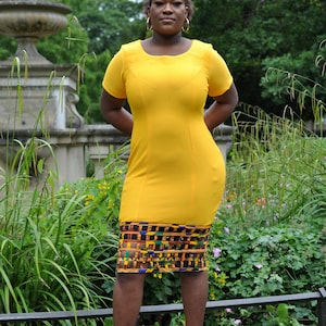 Yellow African Weaved Netting Dress | African occasion dress | Modern African Dress | African dress