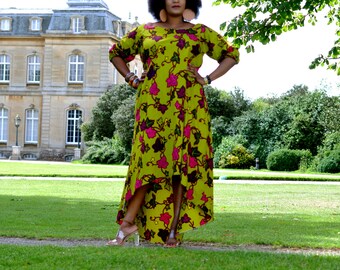 Floral Vert Africain Imprimé Ankara Maxi Robe d’Été