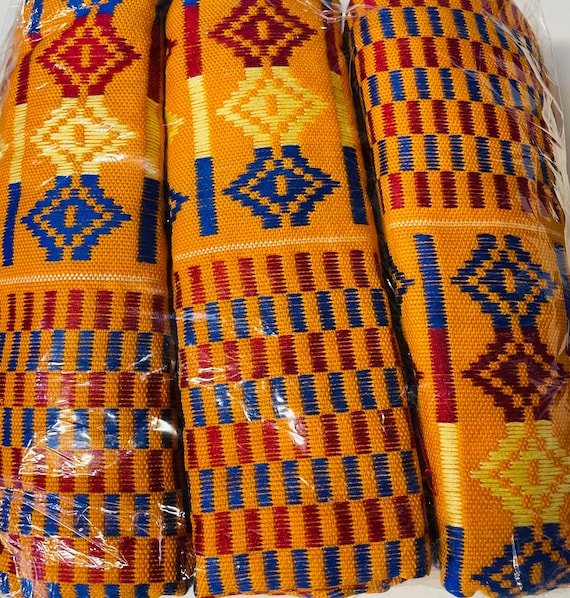 Authentic woven Ghanaian multi Kente fabric | 100% cotton | Woven kente  fabric