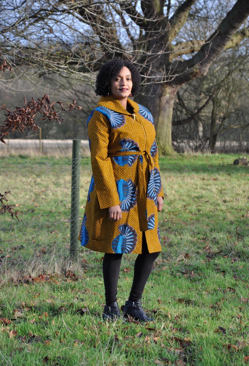 African print Trench Coat