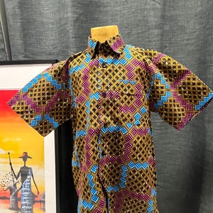 Kids Boys   12-14 African Print shirt with African kids outfit, Ankara Shirt, African Baby Boy outfit, Toddler African clothing.