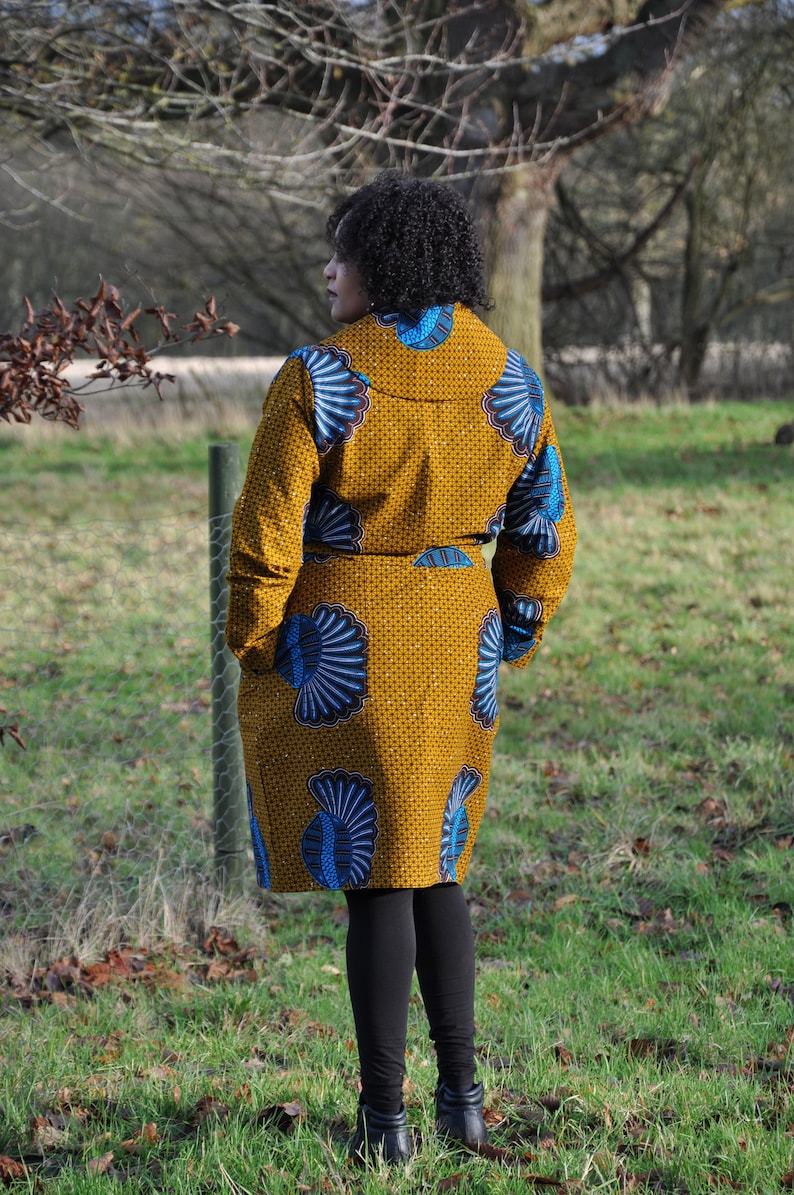 African print Trench Coat