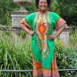 pink and green dashiki dress Cotton Dress, African Print, Zip Front Kaftan swatches-kenzie-mini-dress