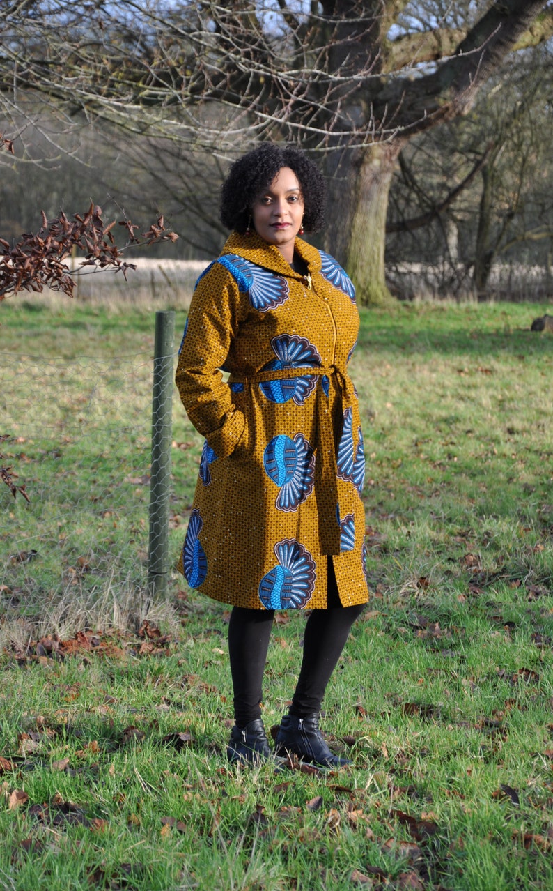 African print Trench Coat