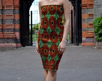 Green Ankara body con Dress | women’s body con dress | African print body con dresses